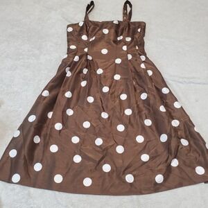 Jessica Howard Chocolate Brown White Polka Dot Office Classic Sleeveless Dress 6